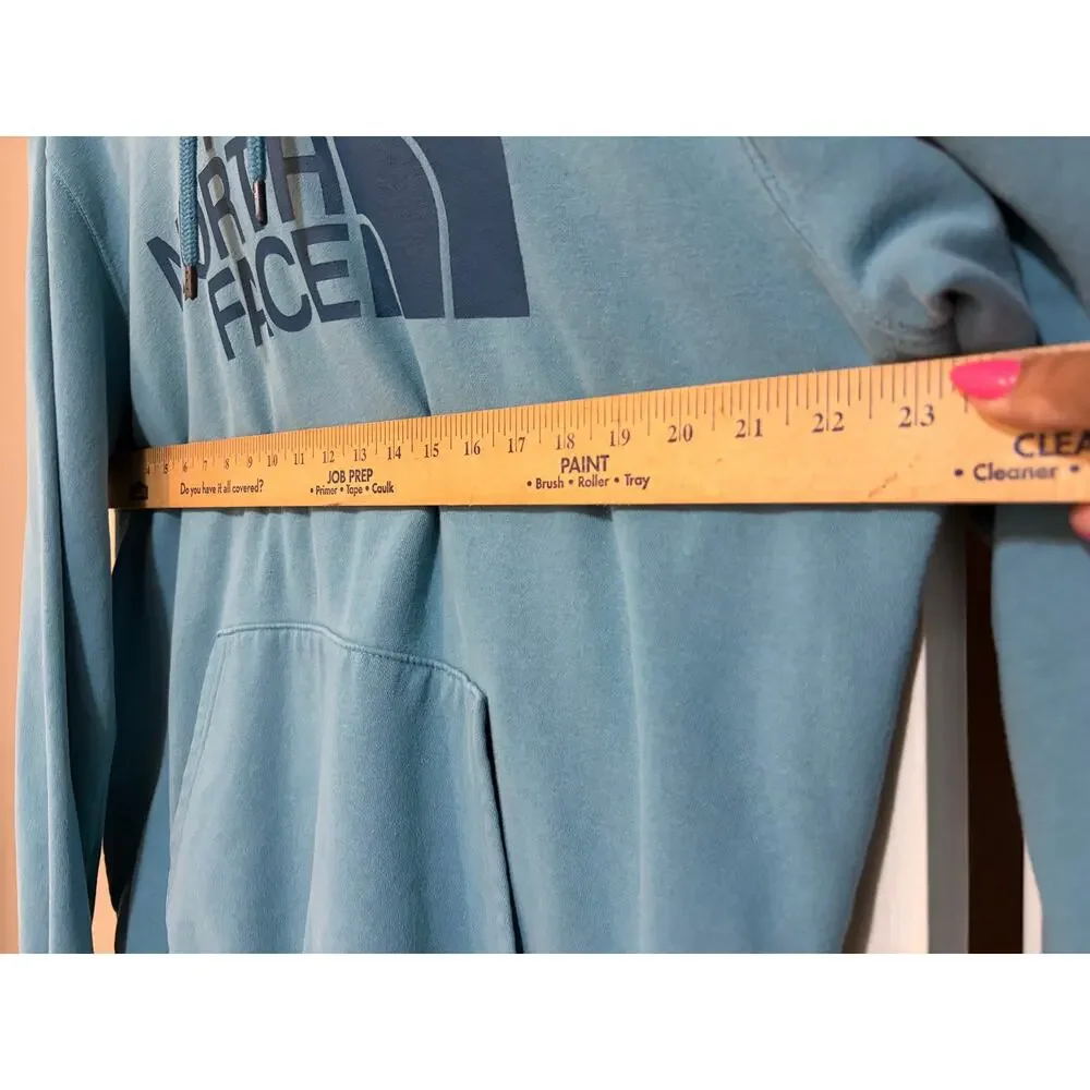 The North Face Hoodie Men Large Blue Teal Pullover  Graphic Sweatshirt Fleece
